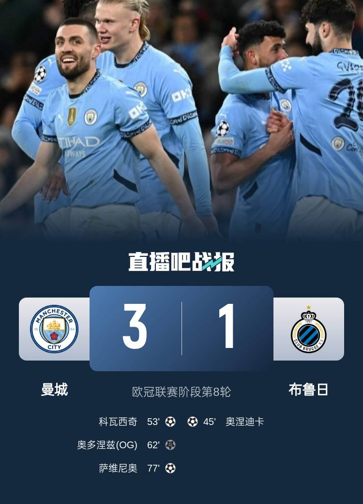 曼城欧冠之路获重大利好,实力变得更强 曼城欧冠之路获重大利好,实力变得更强
